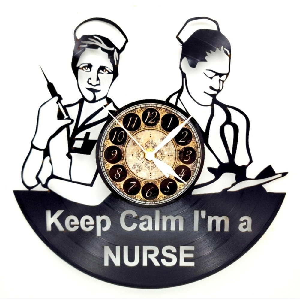 KEEP CALM I"M A NURSE vinyl record clock